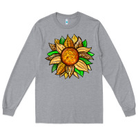 Heather Grey pineapple sunflower Long Sleeve Tee - Zillion Design Studio