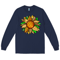Navy pineapple sunflower Long Sleeve Tee - Zillion Design Studio