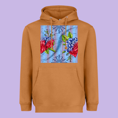 Patriotic Rose Heavyweight Hoodie Designed By Bundleandbundleshop