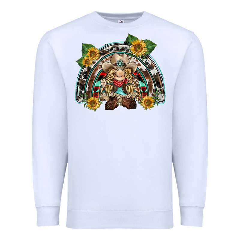 Western Gnome Sunflowers Rainbow Premium Sweatshirt by BarkalooDesign | Teevron