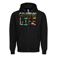 Black camping life Zipper Hoodie - CowhideDigitalArt