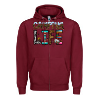 Burgundy camping life Zipper Hoodie - CowhideDigitalArt