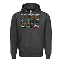 Charcoal Heather camping life Zipper Hoodie - CowhideDigitalArt