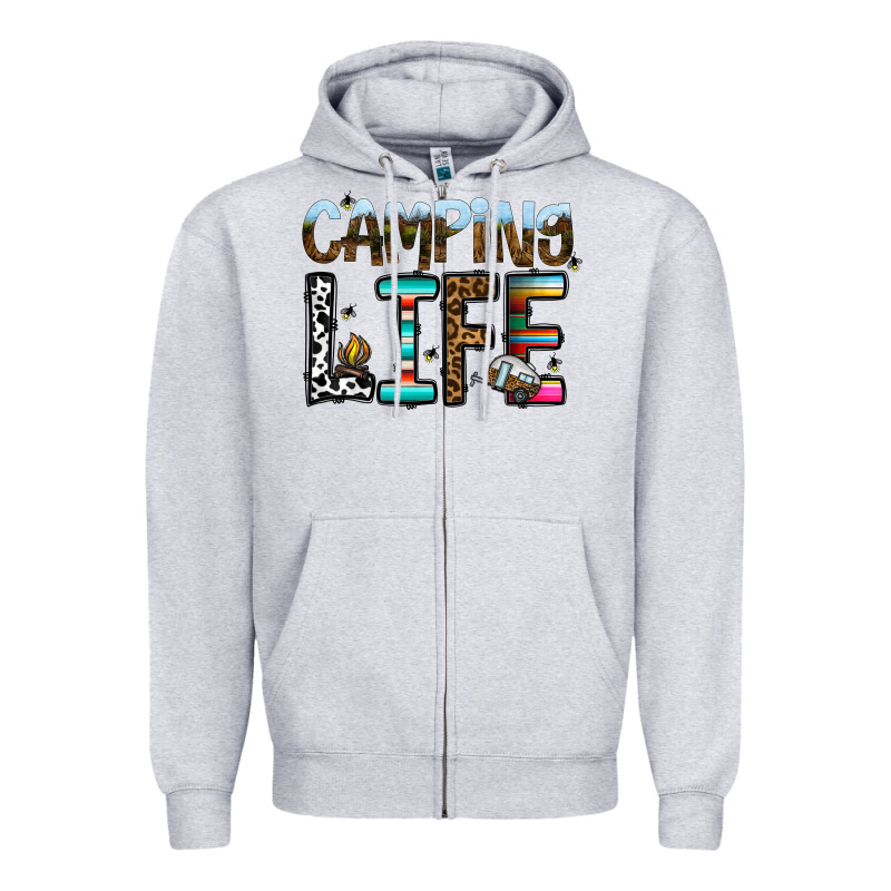 Camping Life Zipper Hoodie by CowhideDigitalArt | Teevron