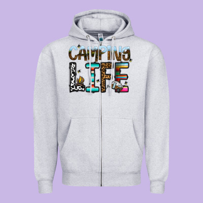 Camping Life Zipper Hoodie Designed By Cowhidedigitalart