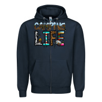 Navy camping life Zipper Hoodie - CowhideDigitalArt