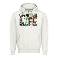 Oatmeal Heather camping life Zipper Hoodie - CowhideDigitalArt