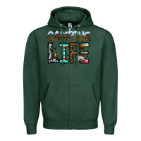 Sports Green camping life Zipper Hoodie - CowhideDigitalArt