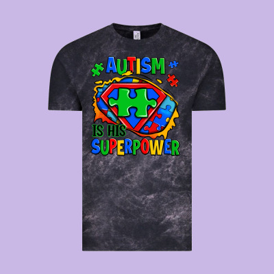 Autism Is His Superpower Ripped Vintage Tee Designed By Zillion Design Studio