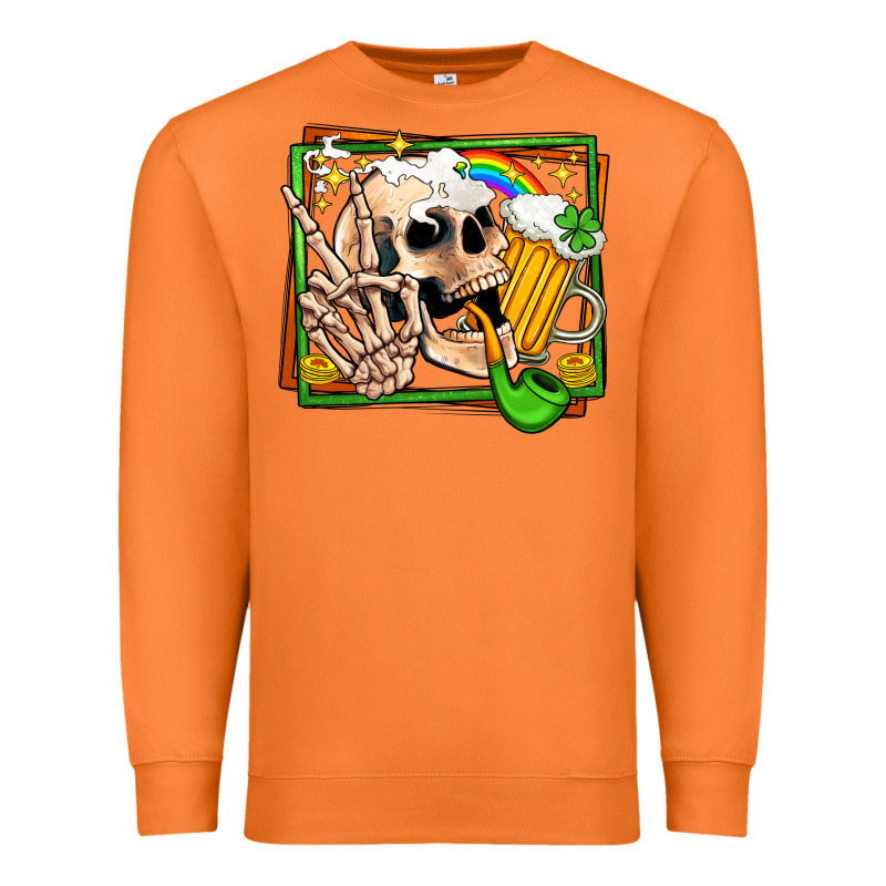 St Patricks Day Peace Skull Premium Sweatshirt by Jasminsmagicworld | Teevron