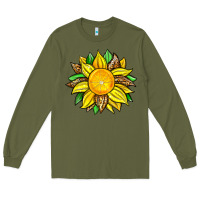 Army Green lemon sunflower Long Sleeve Tee - Zillion Design Studio