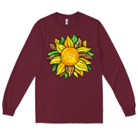 Burgundy lemon sunflower Long Sleeve Tee - Zillion Design Studio