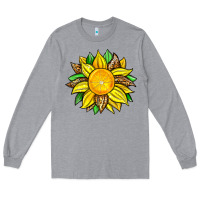 Heather Grey lemon sunflower Long Sleeve Tee - Zillion Design Studio