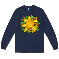 Navy lemon sunflower Long Sleeve Tee - Zillion Design Studio