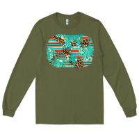 Army Green leopard turquoise glitter background Long Sleeve Tee - AdoDesignShop