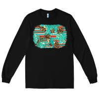 Black leopard turquoise glitter background Long Sleeve Tee - AdoDesignShop