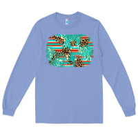 Colony Blue leopard turquoise glitter background Long Sleeve Tee - AdoDesignShop