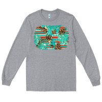 Heather Grey leopard turquoise glitter background Long Sleeve Tee - AdoDesignShop