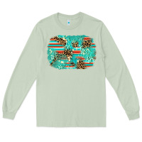 Matcha leopard turquoise glitter background Long Sleeve Tee - AdoDesignShop