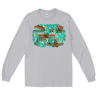Moon Dust leopard turquoise glitter background Long Sleeve Tee - AdoDesignShop