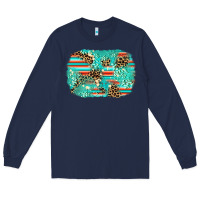 Navy leopard turquoise glitter background Long Sleeve Tee - AdoDesignShop