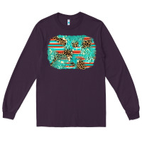 Plum leopard turquoise glitter background Long Sleeve Tee - AdoDesignShop