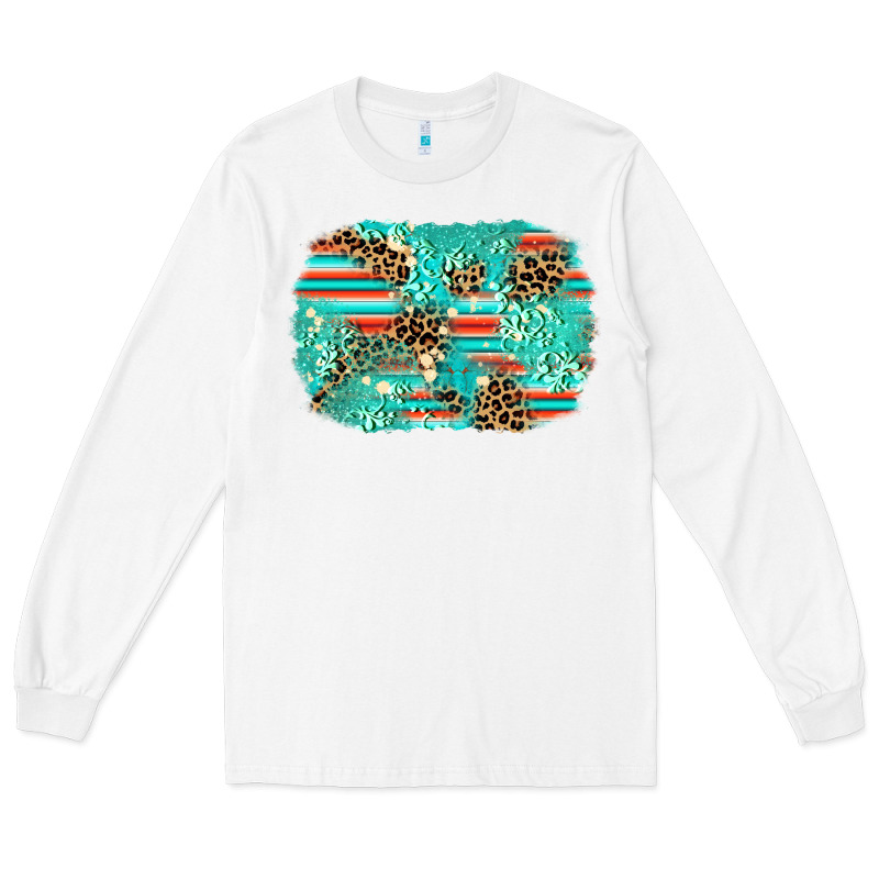 Leopard Turquoise Glitter Background Long Sleeve Tee by AdoDesignShop | Teevron