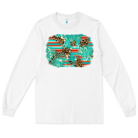 White leopard turquoise glitter background Long Sleeve Tee - AdoDesignShop
