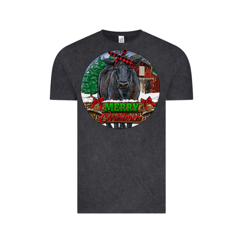 Black Angus Cattle Merry Christmas Vintage Tee by RanaPortraitStore | Teevron