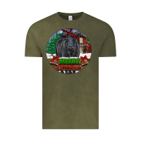 Vintage Olive Black Angus Cattle Merry Christmas Vintage Tee - RanaPortraitStore