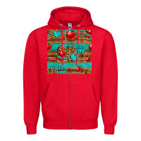Red teacher life seamless pattern Zipper Hoodie - HRA Design Shop