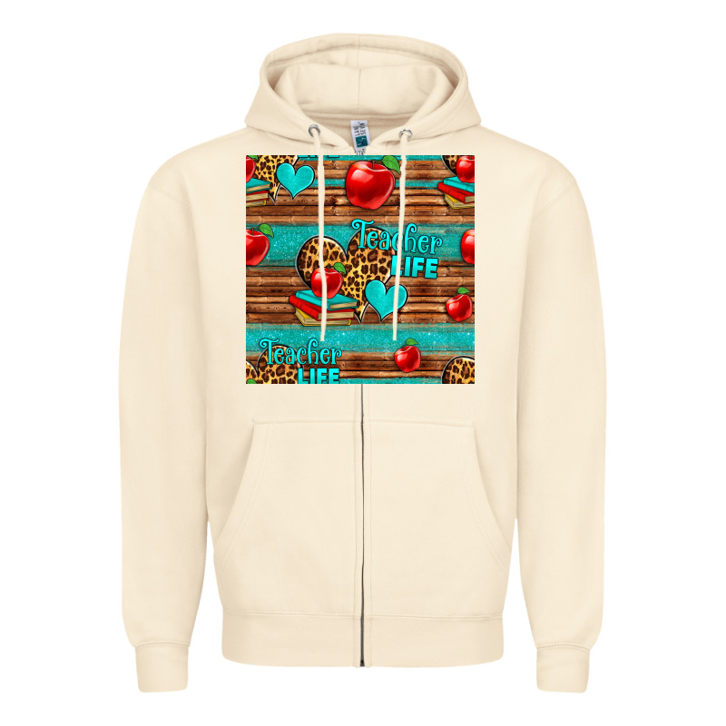 Teacher Life Seamless Pattern Zipper Hoodie by HRA Design Shop | Teevron