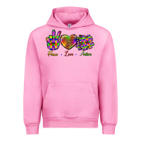Fuchsia Pink Peace Love Autism Urban Hoodie - BundleAndBundleShop