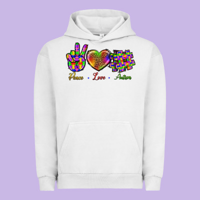 Peace Love Autism Urban Hoodie Designed By Bundleandbundleshop