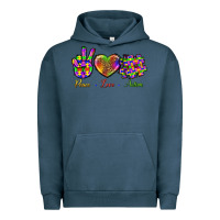 Pigment Midnight Navy Peace Love Autism Urban Hoodie - BundleAndBundleShop