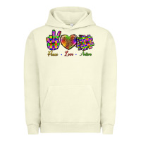 Pigment Pistachio Peace Love Autism Urban Hoodie - BundleAndBundleShop