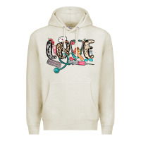 Oatmeal Heather love nurse Premium Hoodie - NancyCooperArtShop