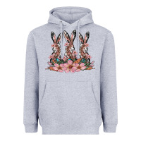 Heather Grey rabbits with blossom flower Heavyweight Hoodie - Artiststas