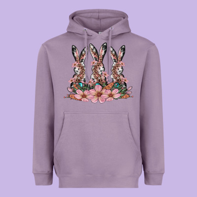 Rabbits With Blossom Flower Heavyweight Hoodie Designed By Artiststas