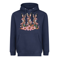 Navy rabbits with blossom flower Heavyweight Hoodie - Artiststas