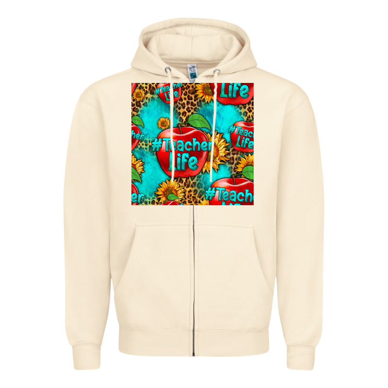 Teacher Apple Seamless Pattern Zipper Hoodie by HRA Design Shop | Teevron