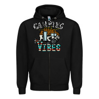 Black camping vibes Zipper Hoodie - CowhideDigitalArt