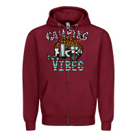 Burgundy camping vibes Zipper Hoodie - CowhideDigitalArt