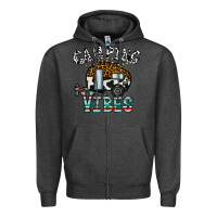 Charcoal Heather camping vibes Zipper Hoodie - CowhideDigitalArt