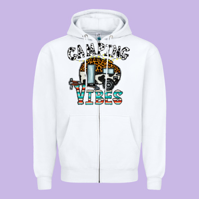 Camping Vibes Zipper Hoodie Designed By Cowhidedigitalart
