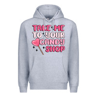 Heather Grey take me to your candy shop Premium Hoodie - MaliasSmallBusiness