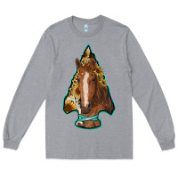 Heather Grey arrowhead horse Long Sleeve Tee - RanaPortraitStore