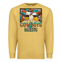 Antique Gold cowboys and beers Premium Sweatshirt - NancyCooperArtShop