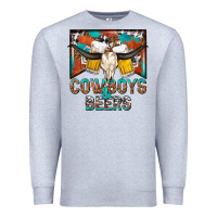 Heather Grey cowboys and beers Premium Sweatshirt - NancyCooperArtShop