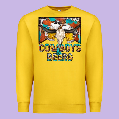 Cowboys And Beers Premium Sweatshirt Designed By Nancycooperartshop